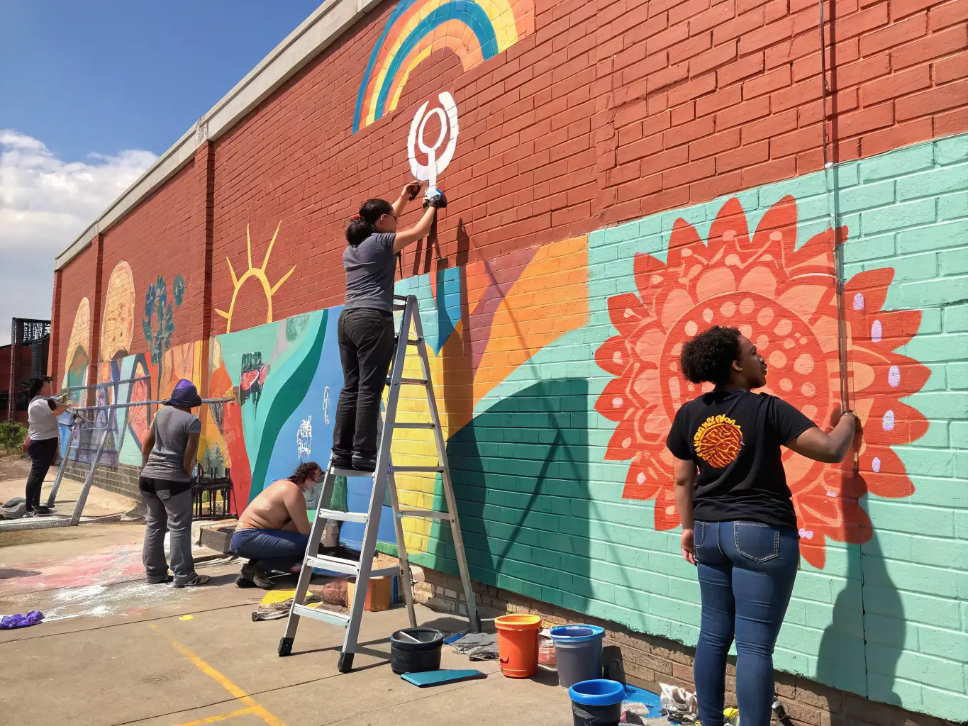A photo of a community art project organized by ASSOCIATION 3/6/9, demonstrating the collective's commitment to engaging with the local community through art.